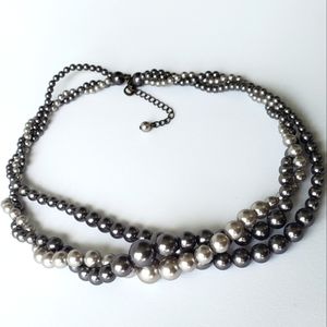 RMN Vintage Faux Pearl Necklace Twisted Grey Shades